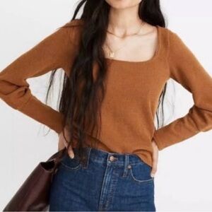 Madewell Ottoman Rib Square-Neck Top Shirt Puff Sleeve Boho Small S